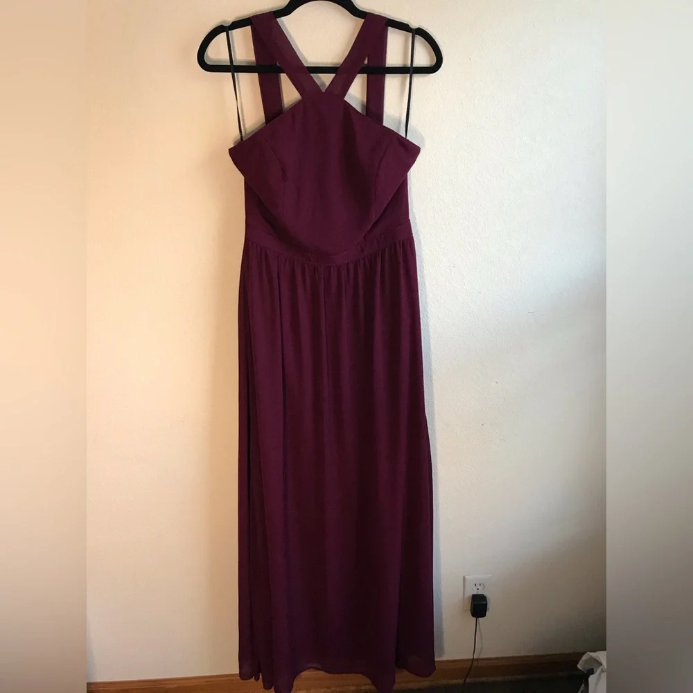 Lulu’s Air of Romance Burgundy High Neck Dress, Sz L, maroon bridesmaids dress - Picture 1 of 6